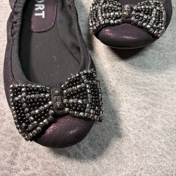 Report Purple Shimmer Bow Ballet Flats